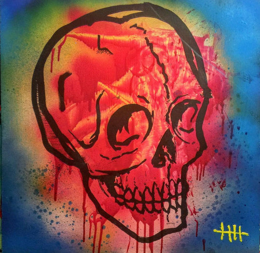 Eddie Love V - Primary Skull on Wood (2018)