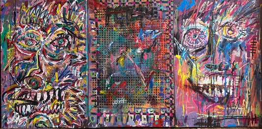 Eddie Love V - Fire Skull Triptych (2022)
